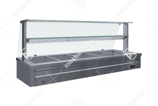 Eladó új! Melegentartó pult 5xGN1/1 asztali fűtőpaplanos egyenes üveges felépítménnyel ipari...