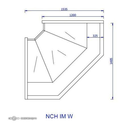 Hajlított üvegű belső sarokpult - NCH IM W