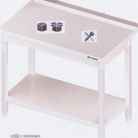 Rozsdamentes asztal alsó polccal 100x70x85cm