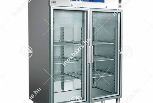 ELADÓ ÚJ! Hűtőszekrény álló 1400 literes dupla üvegajtós, 6 db GN 2/1 polccal ipari Ferrara-Cool...