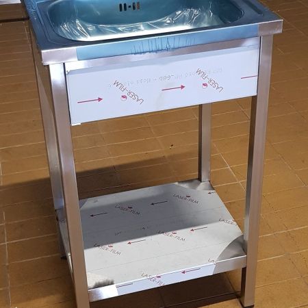 új inox fóliás ipari lábon álló kézmosó mosdó mosogató