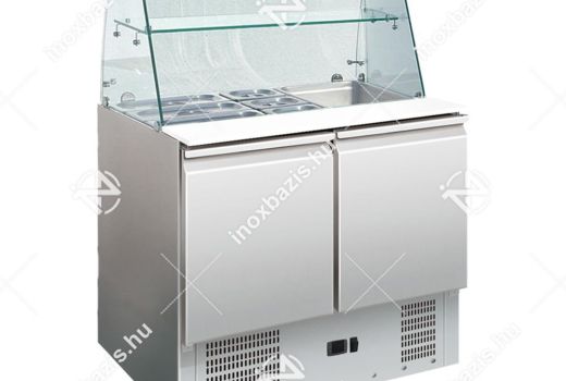 Eladó új, Saláta hűtő bemutató hűtő 2 ajtós hajlított üveg felépítménnyel 300 liter