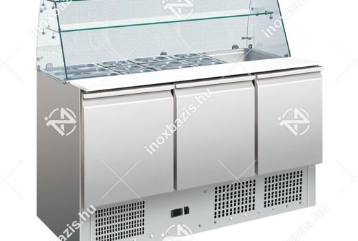 ELADÓ ÚJ!  Ipari Salátahűtő 3 ajtós üveg felépítménnyel 400 liter Ferrara-Cool