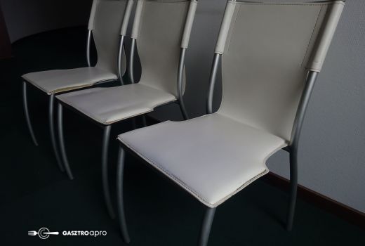 Étkezőszék, szék, műbőr - fehér színű, használt irodabútor