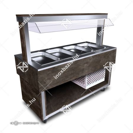 ELADÓ ÚJ! Ipari Saláta hűtő pult önkiszolgálós 150x70x140 cm polikarbonát leheletvédővel