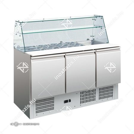 Eladó, új! Salátahűtő bemutató hűtő 3 ajtós üveg felépítménnyel 400 liter Ferrara-Cool
