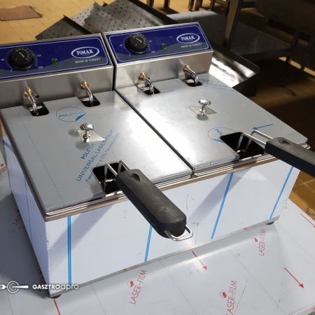 új inox ipari nagykonyhai 8+8 literes olajsütő fritőz hőkioldóval CE papirokkal garanciával