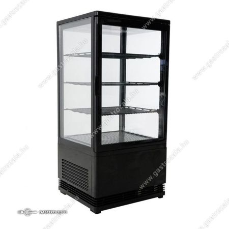 Bemutató hűtővitrin négy oldalról üvegezett 78 liter fekete ipari Ferrara-Cool