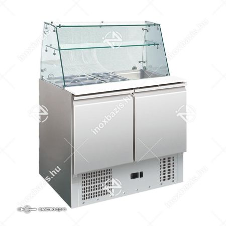 Eladó új, Saláta hűtő bemutató hűtő 2 ajtós hajlított üveg felépítménnyel 300 liter