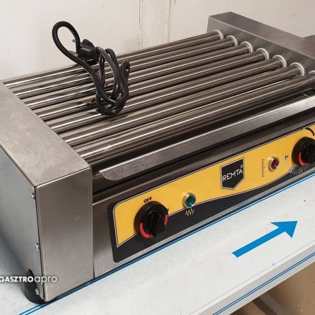 új inox Remta elektromos hengeres virsli kolbász sütő hot-dog ipari sütőgép