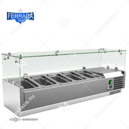 Eladó, új! Feltéthűtő vendéglátóipari hűtő méret:120 cm-es 5xGN1/4 leheletvédő üveggel