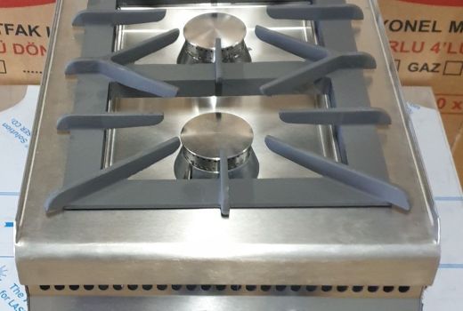 új inox fóliás ipari 2 égős asztali gáztüzhely főzőtüzhely