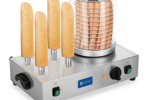 Inox ipari 4 tüskés hot-dog készítő sütő párolóval hot dog