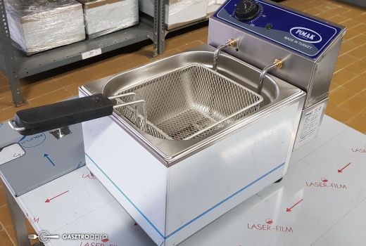 Új inox ipari nagy konyhai 8 literes olajsütő fritőz hőkioldóval ce papirokkal