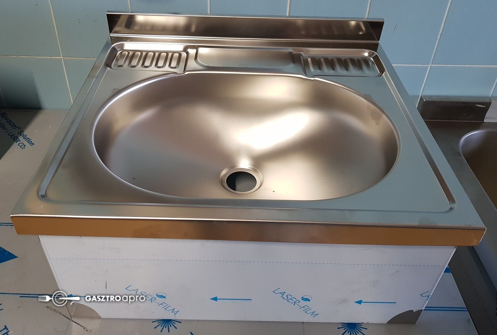 új inox fóliás ipari nagy konyhai kézmosó mosdó mosogató - Gasztroapró